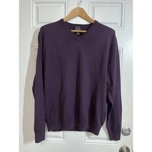 Men’s Jos A Bank Purple V Neck Merino Wool Sweater Size L